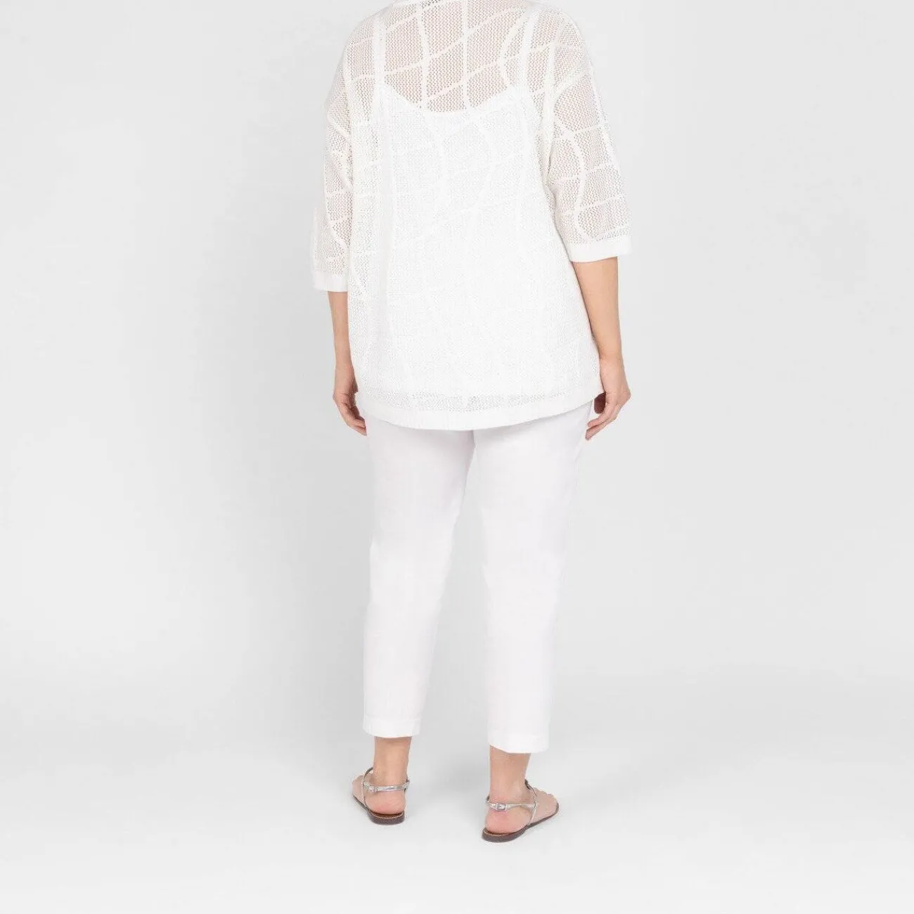 Clearance Verpass Mesh Effect Sweater White
