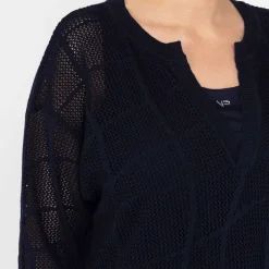 Outlet Verpass Mesh Effect Sweater Navy