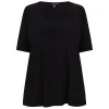 Discount Yoek Cap Sleeve Satin Jersey Top Black