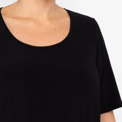 Discount Yoek Cap Sleeve Satin Jersey Top Black