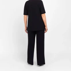 Discount Yoek Cap Sleeve Satin Jersey Top Black