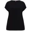 New Yoek Jersey Cap-Sleeve Top Black