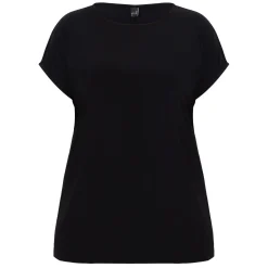 New Yoek Jersey Cap-Sleeve Top Black