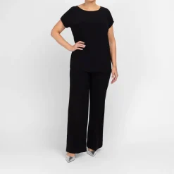 New Yoek Jersey Cap-Sleeve Top Black