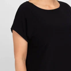 New Yoek Jersey Cap-Sleeve Top Black