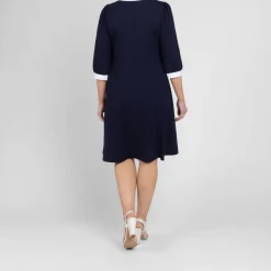 Hot Yoek Jersey Dress Navy White Tipping