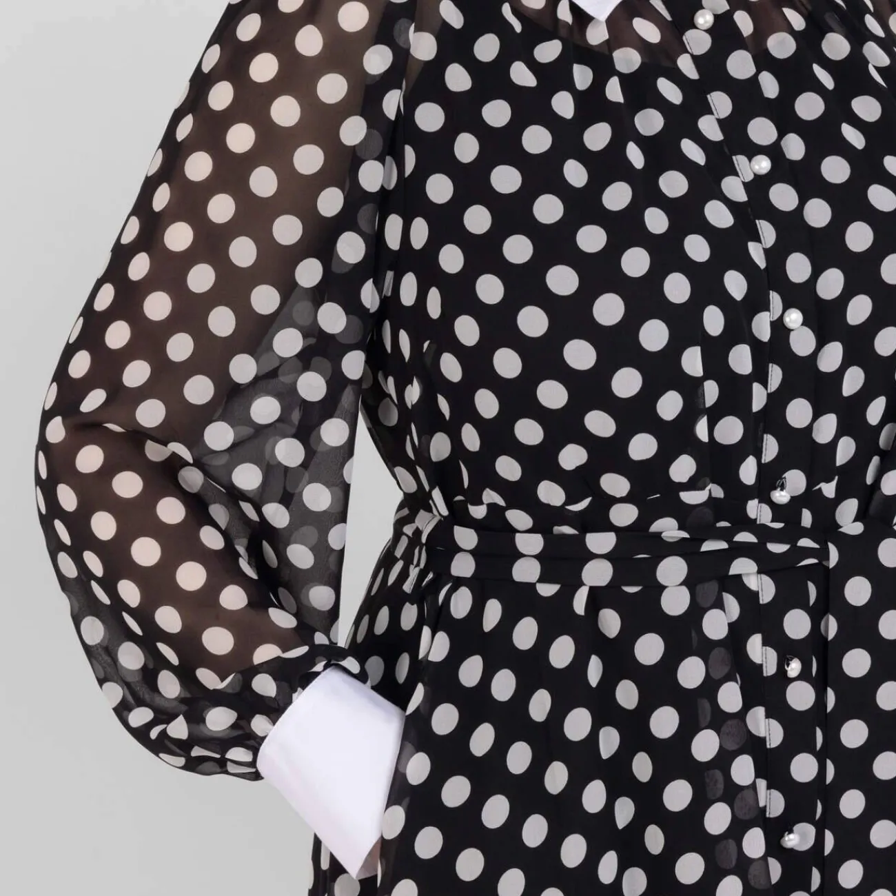 Online Yoek Polka Dot Georgette Dress Black