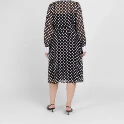 Online Yoek Polka Dot Georgette Dress Black