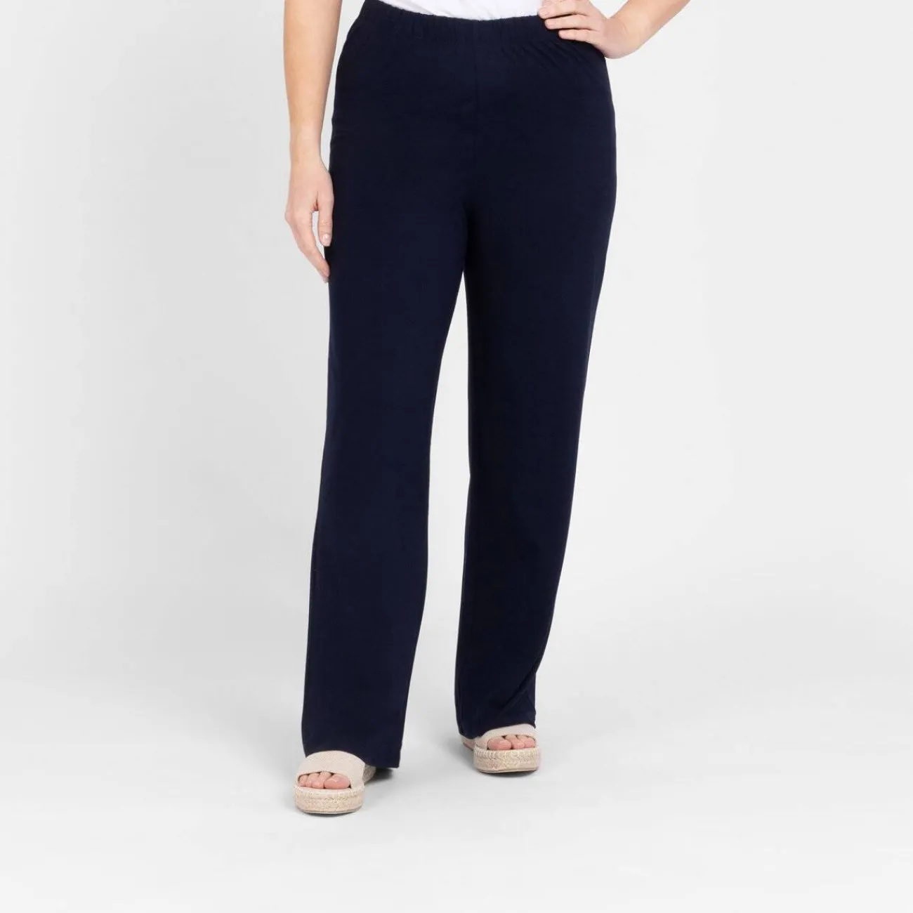 Sale Yoek Pull On Soft Jersey Trousers Navy
