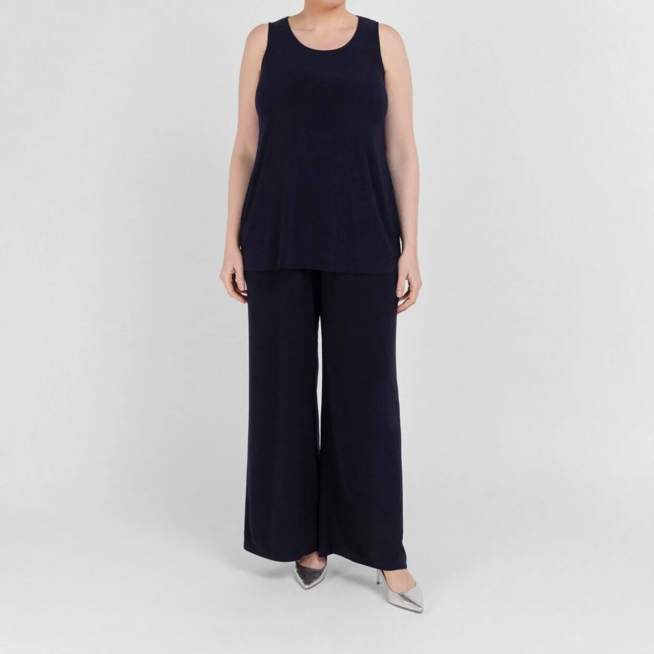Outlet Yoek Satin Jersey Vest Navy