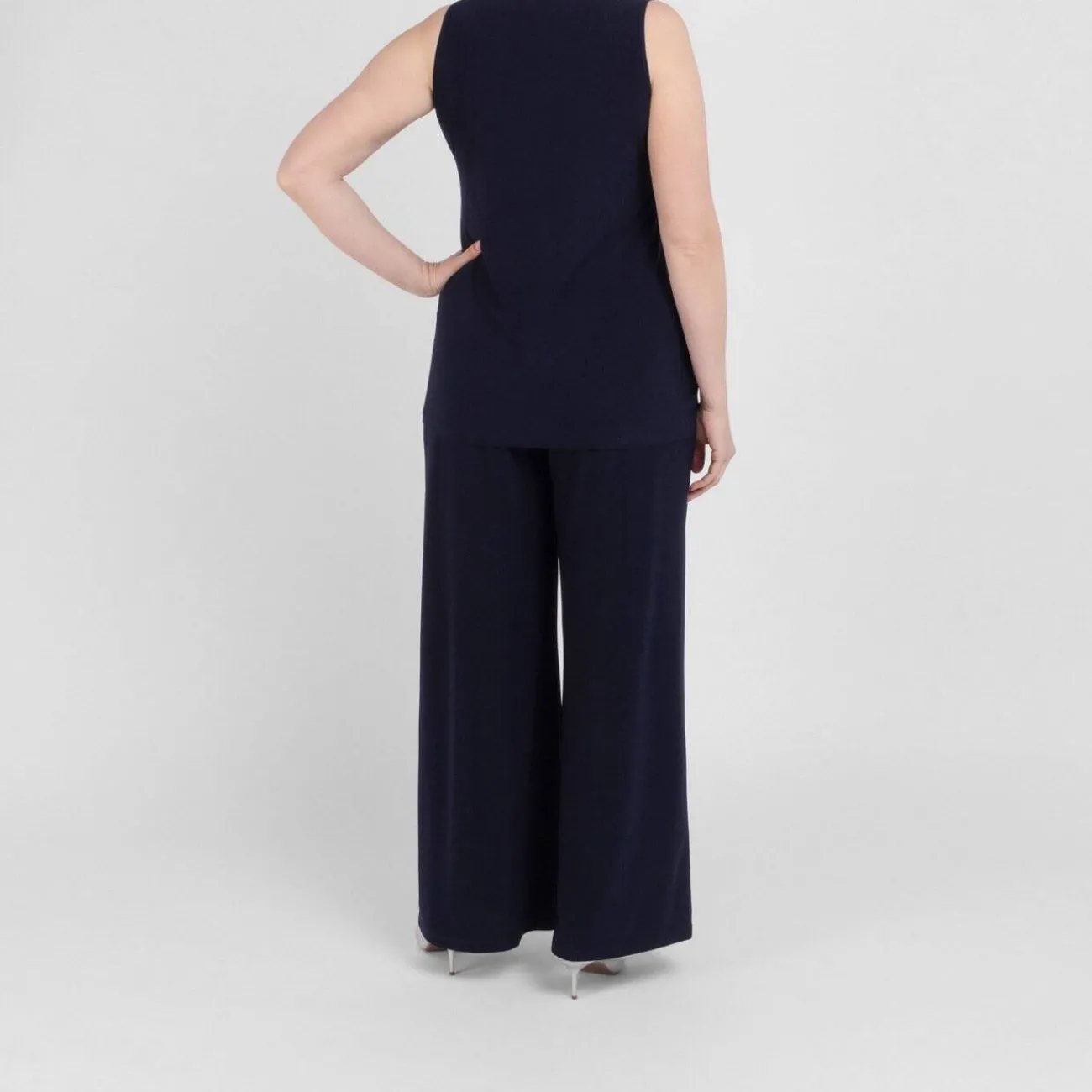 Outlet Yoek Satin Jersey Vest Navy
