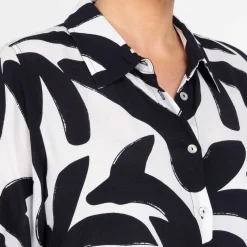 Clearance Yoek Shirt Dress Print Black and White