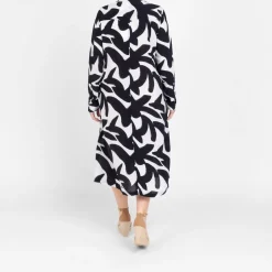 Clearance Yoek Shirt Dress Print Black and White