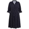 Clearance Yoek Stretch Jersey Pinstripe Dress Navy