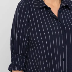 Clearance Yoek Stretch Jersey Pinstripe Dress Navy