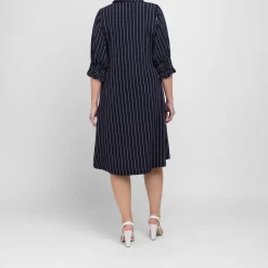 Clearance Yoek Stretch Jersey Pinstripe Dress Navy